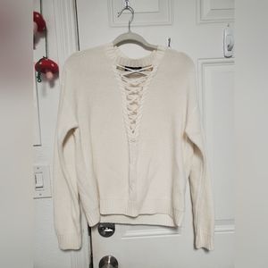 DO + BE mid weight white knit sweater